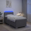 Box Spring Seng med Madras og LED Lysegrå 90 x 200 cm Stof