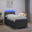 Box Spring Seng med Madras og LED Mørkegrå 90 x 200 cm Stof