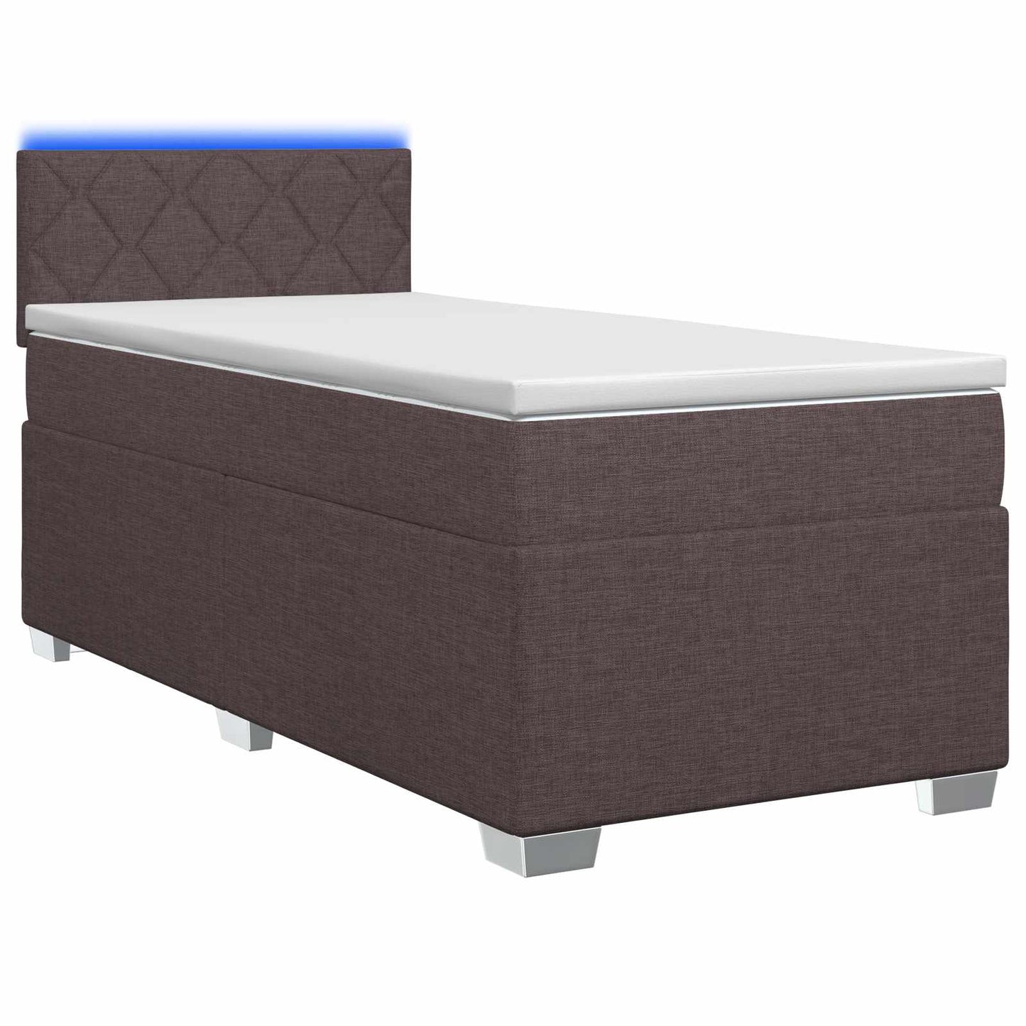 Box Spring Seng med Madras og LED Mørk Brun 80 x 200 cm Stof