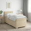 Box Spring Seng med Madras og LED Cremefarvet 100 x 200 cm Stof