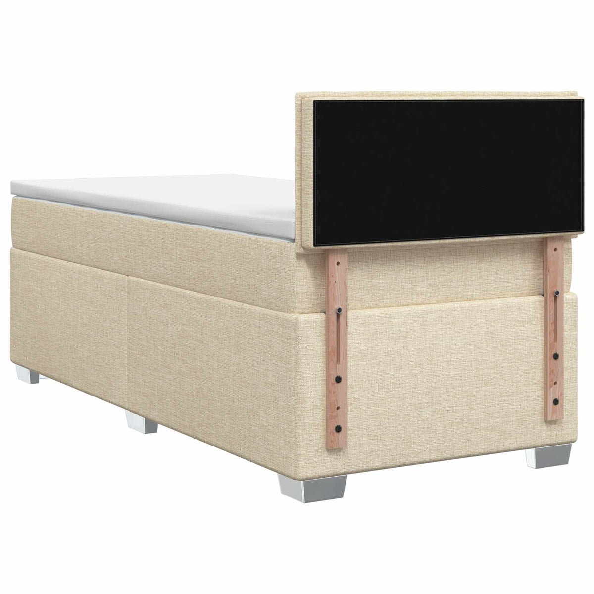 Box Spring Seng med Madras og LED Cremefarvet 80 x 200 cm Stof