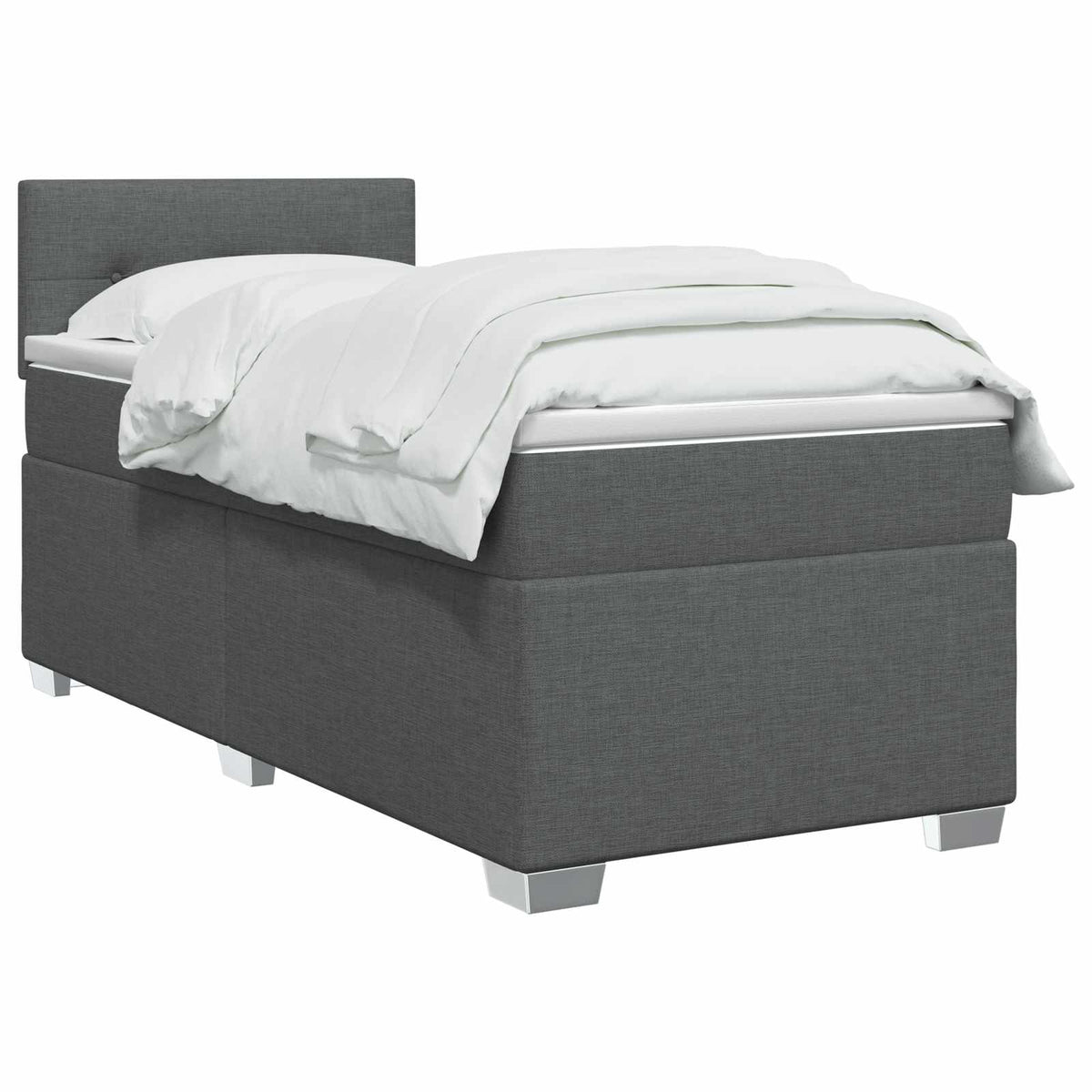 Box Spring Seng med Madras og LED Mørkegrå 90 x 190 cm Stof