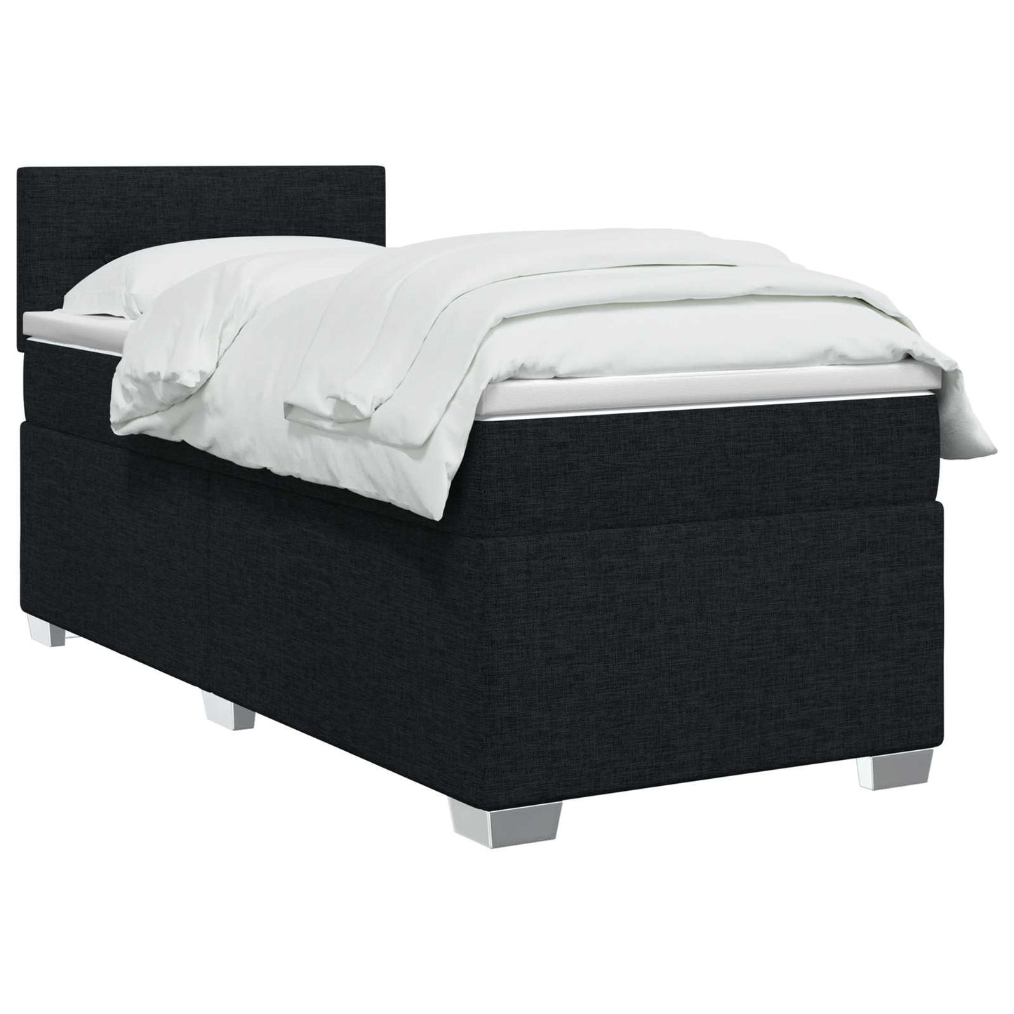Box Spring Seng med Madras og LED Sort 90 x 190 cm Stof