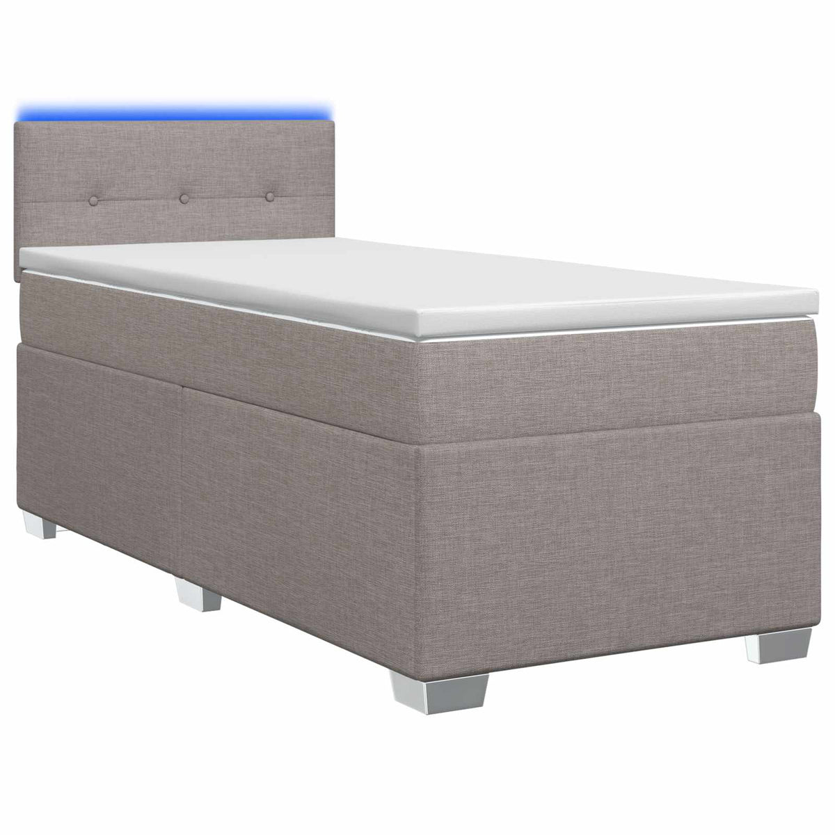 Box Spring Seng med Madras og LED Gråbrun 90 x 190 cm Stof