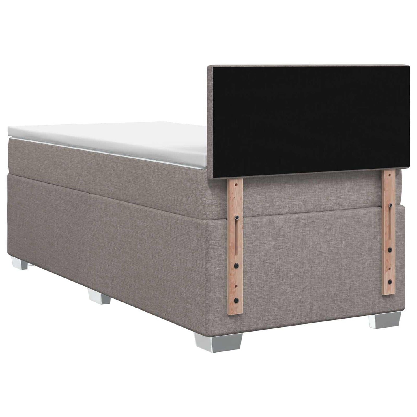 Box Spring Seng med Madras og LED Gråbrun 90 x 190 cm Stof
