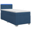 Box Spring Seng med Madras og LED Blå 90 x 190 cm Stof