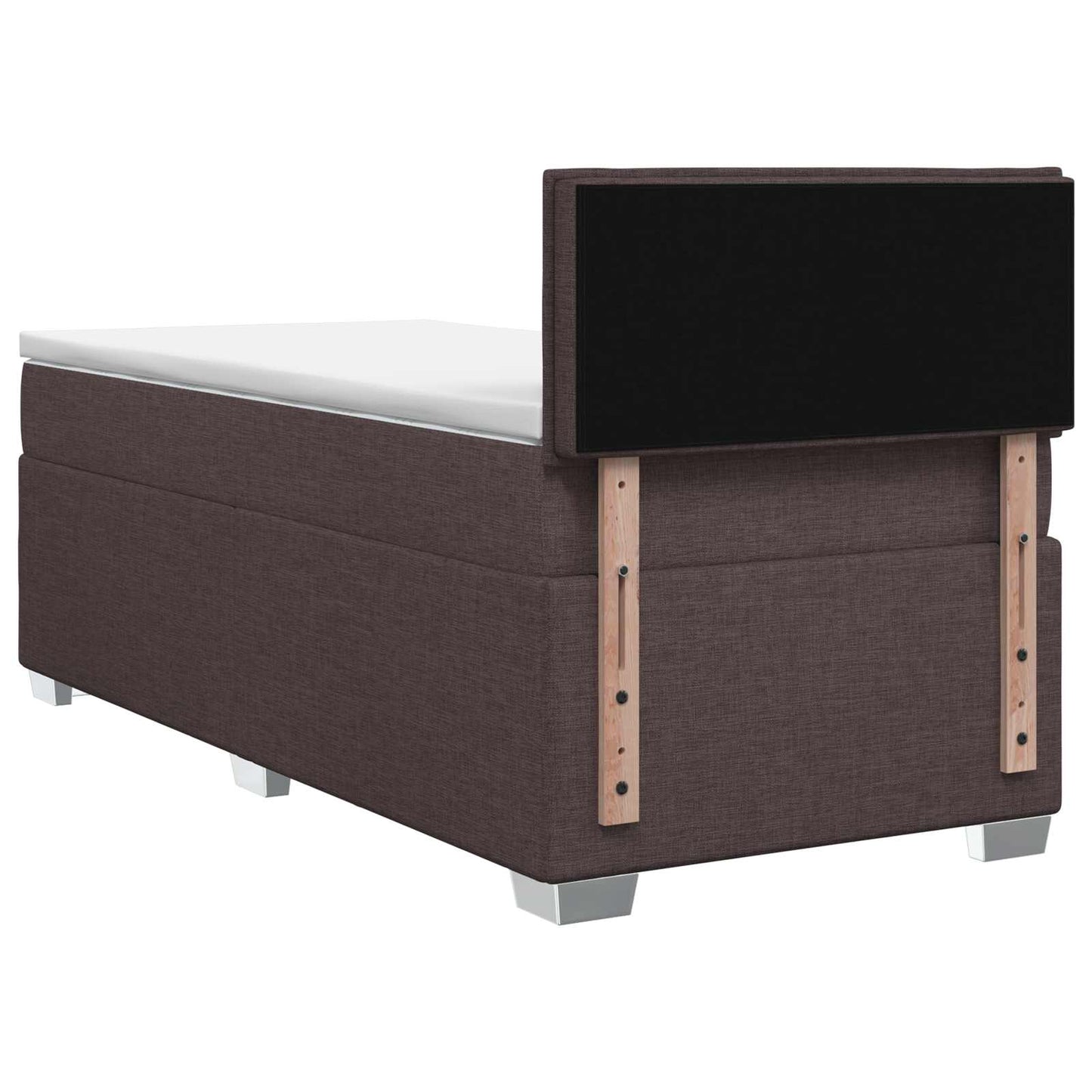 Box Spring Seng med Madras og LED Mørk Brun 90 x 200 cm Stof