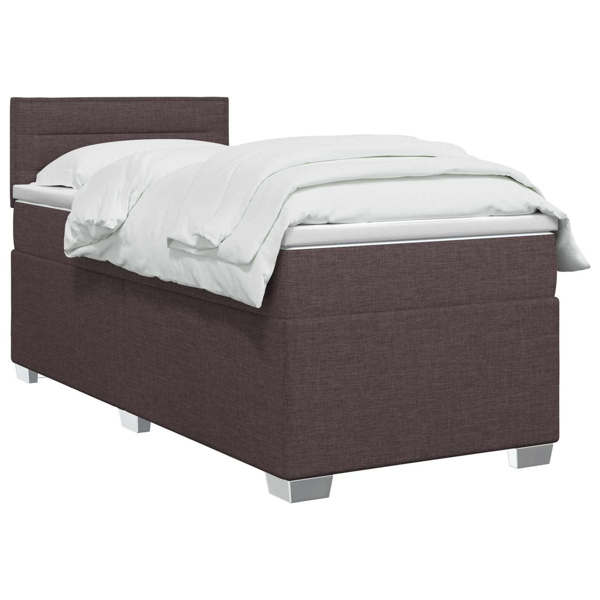 Box Spring Seng med Madras og LED Mørk Brun 90 x 200 cm Stof