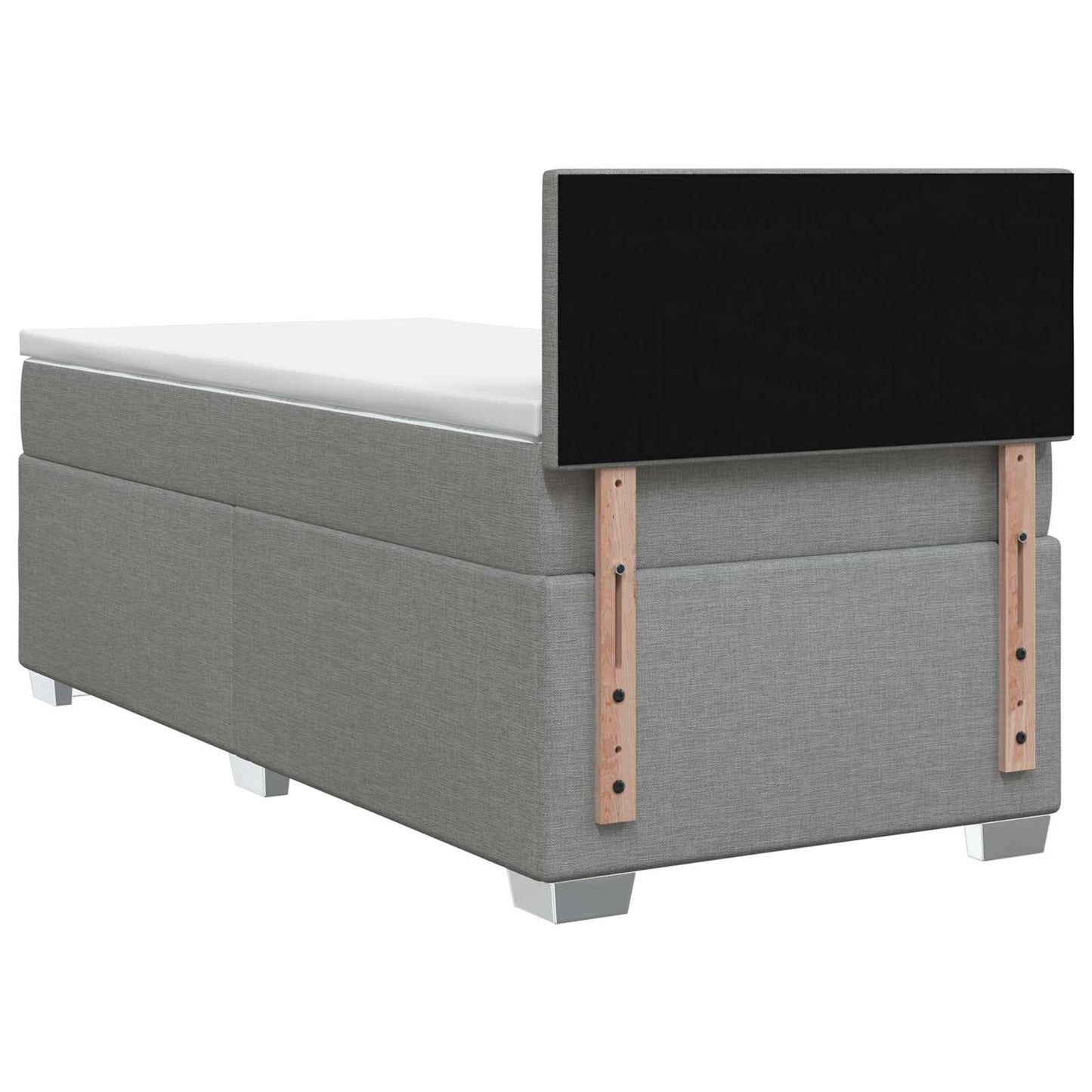 Box Spring Seng med Madras og LED Lysegrå 90 x 200 cm Stof