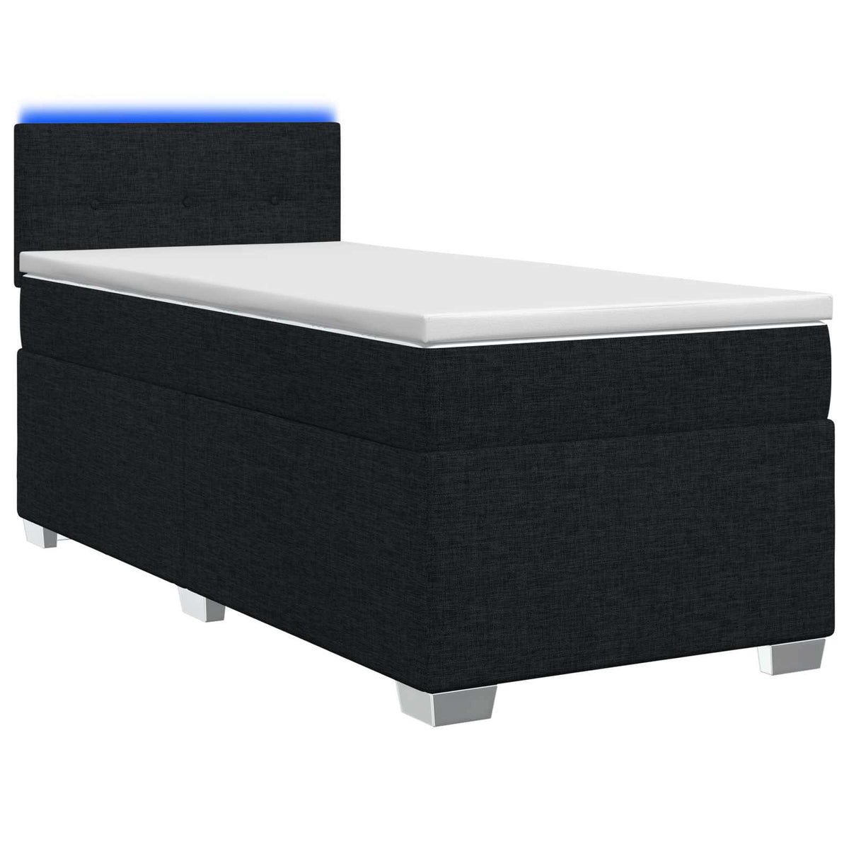 Box Spring Seng med Madras og LED Sort 90 x 200 cm Stof