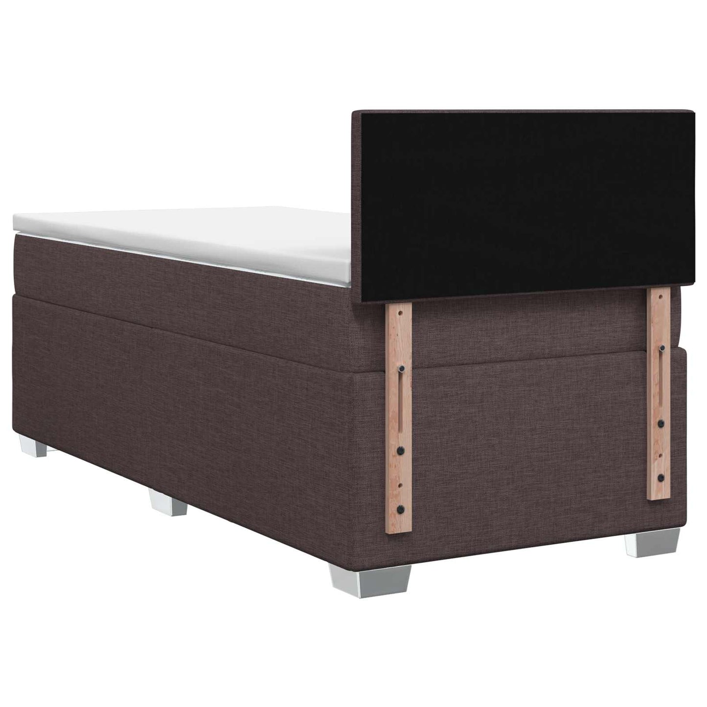 Box Spring Seng med Madras og LED Mørk Brun 90 x 200 cm Stof