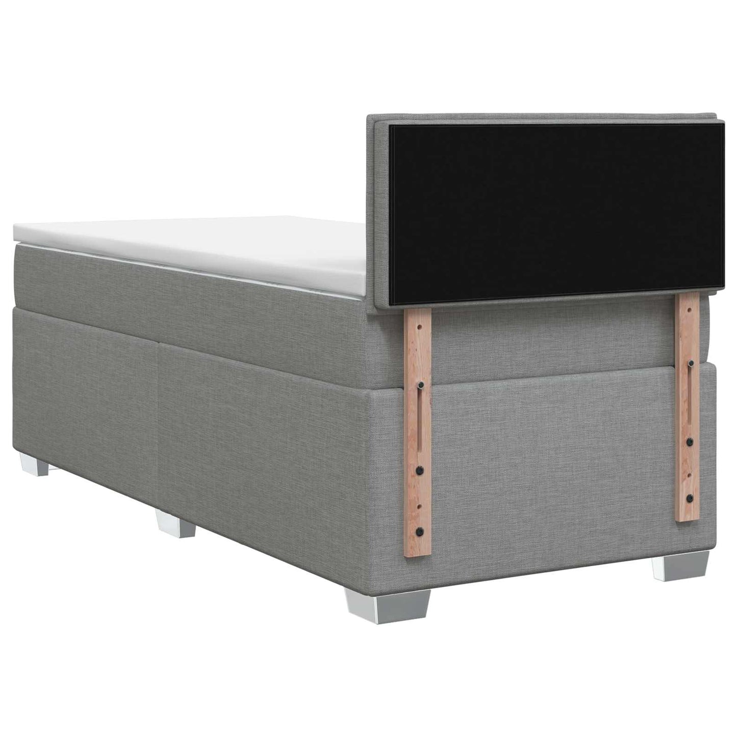 Box Spring Seng med Madras og LED Lysegrå 90 x 200 cm Stof