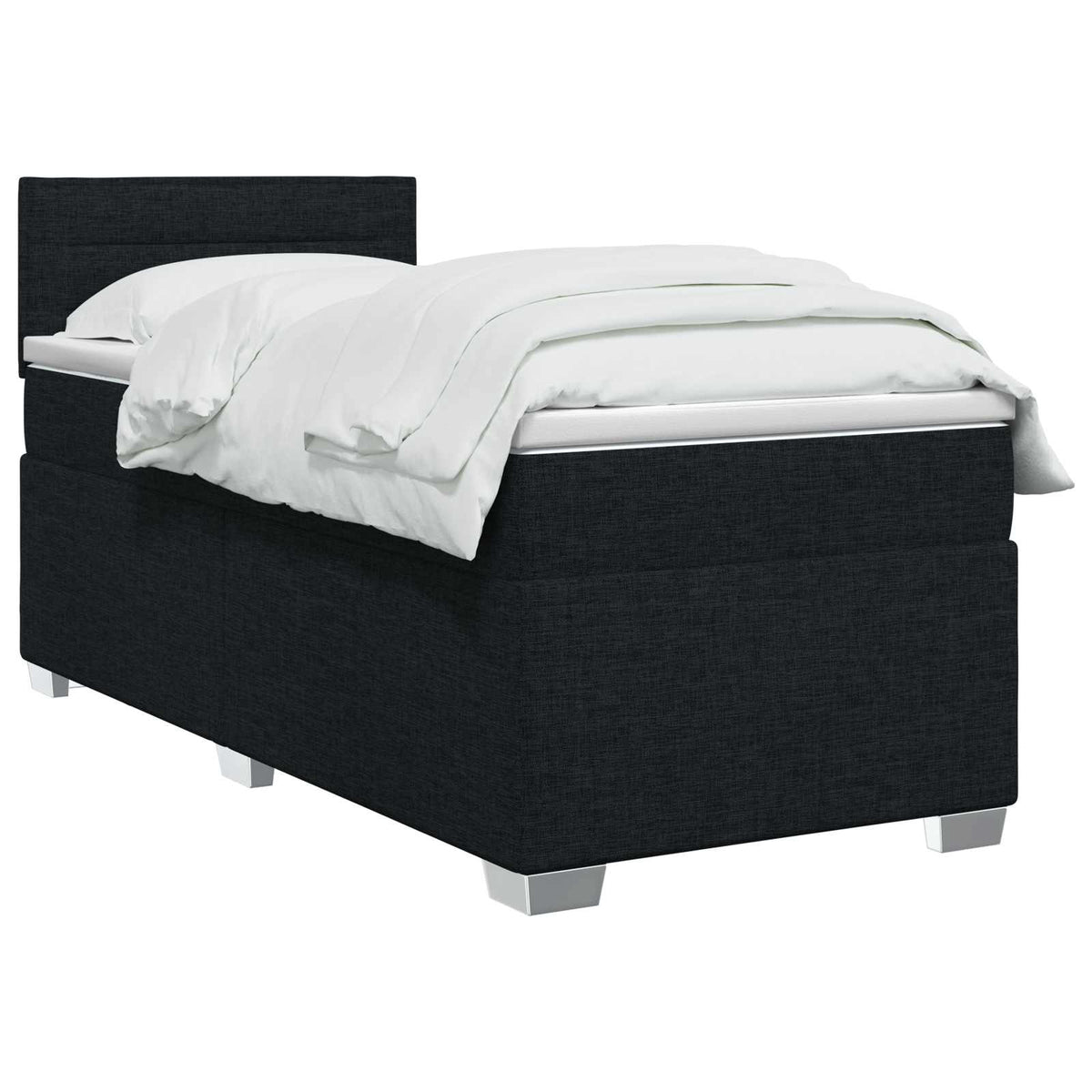 Box Spring Seng med Madras og LED Sort 100 x 200 cm Stof