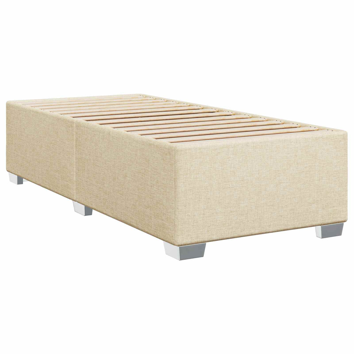 Box Spring Seng med Madras og LED Cremefarvet 100 x 200 cm Stof