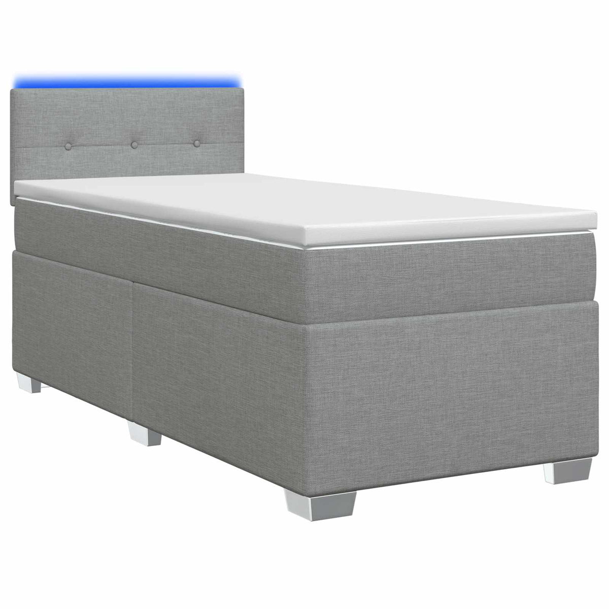 Box Spring Seng med Madras og LED Lysegrå 100 x 200 cm Stof