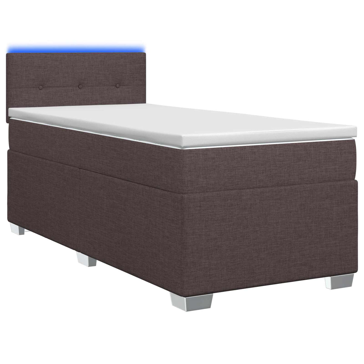 Box Spring Seng med Madras og LED Mørk Brun 100 x 200 cm Stof