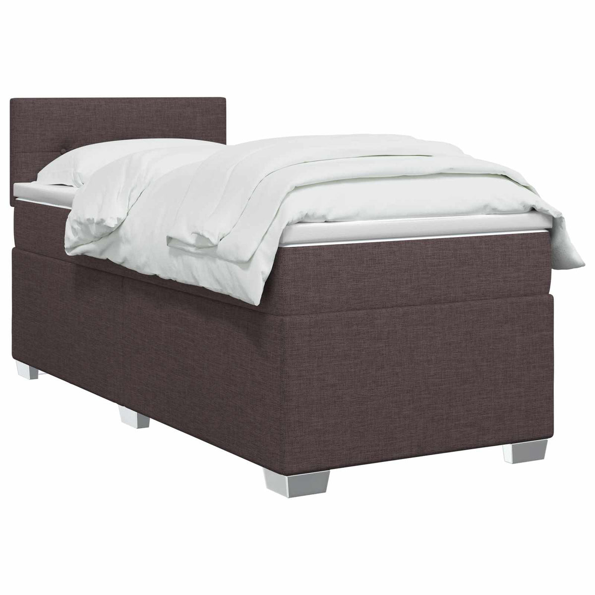 Box Spring Seng med Madras og LED Mørk Brun 100 x 200 cm Stof