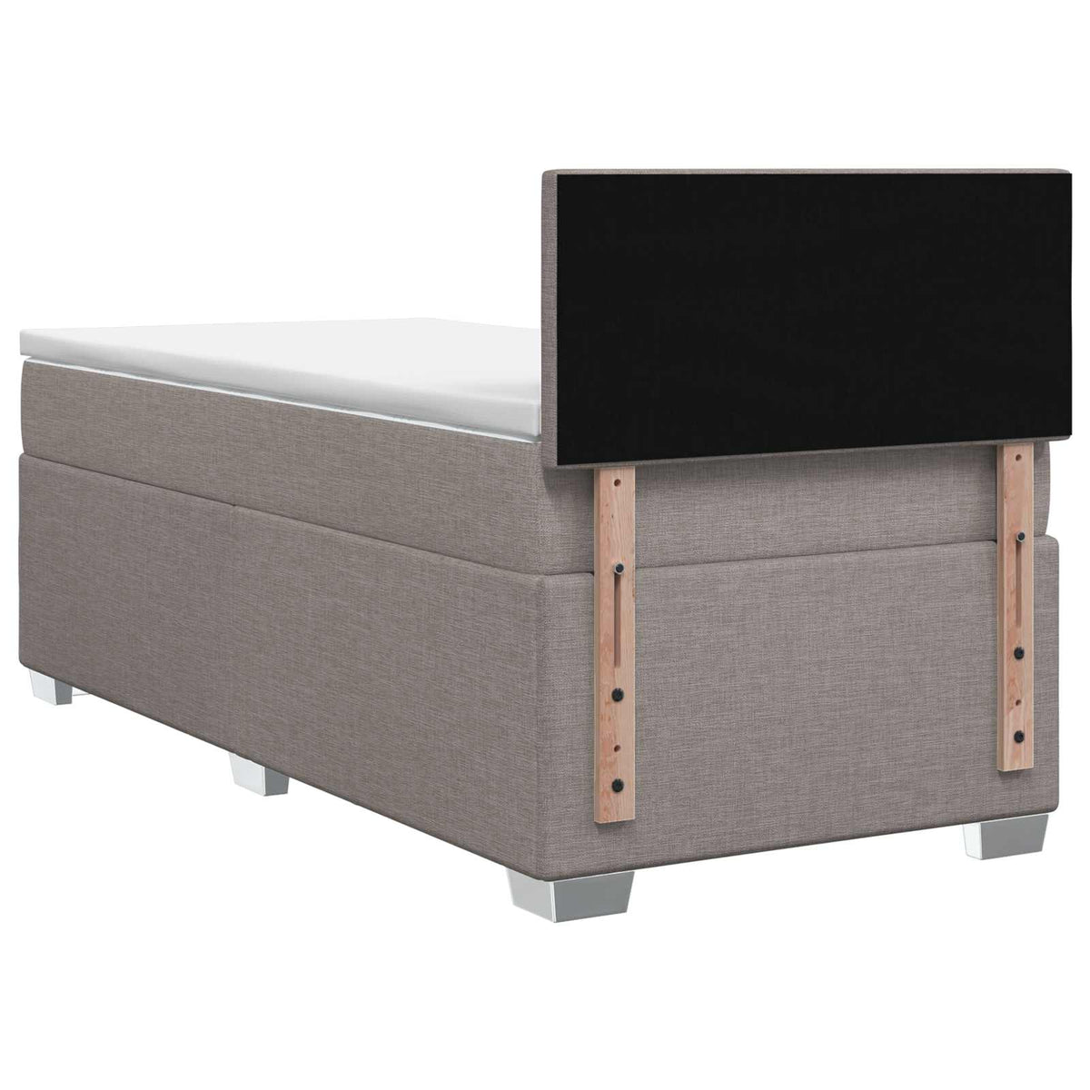 Box Spring Seng med Madras og LED Gråbrun 100 x 200 cm Stof