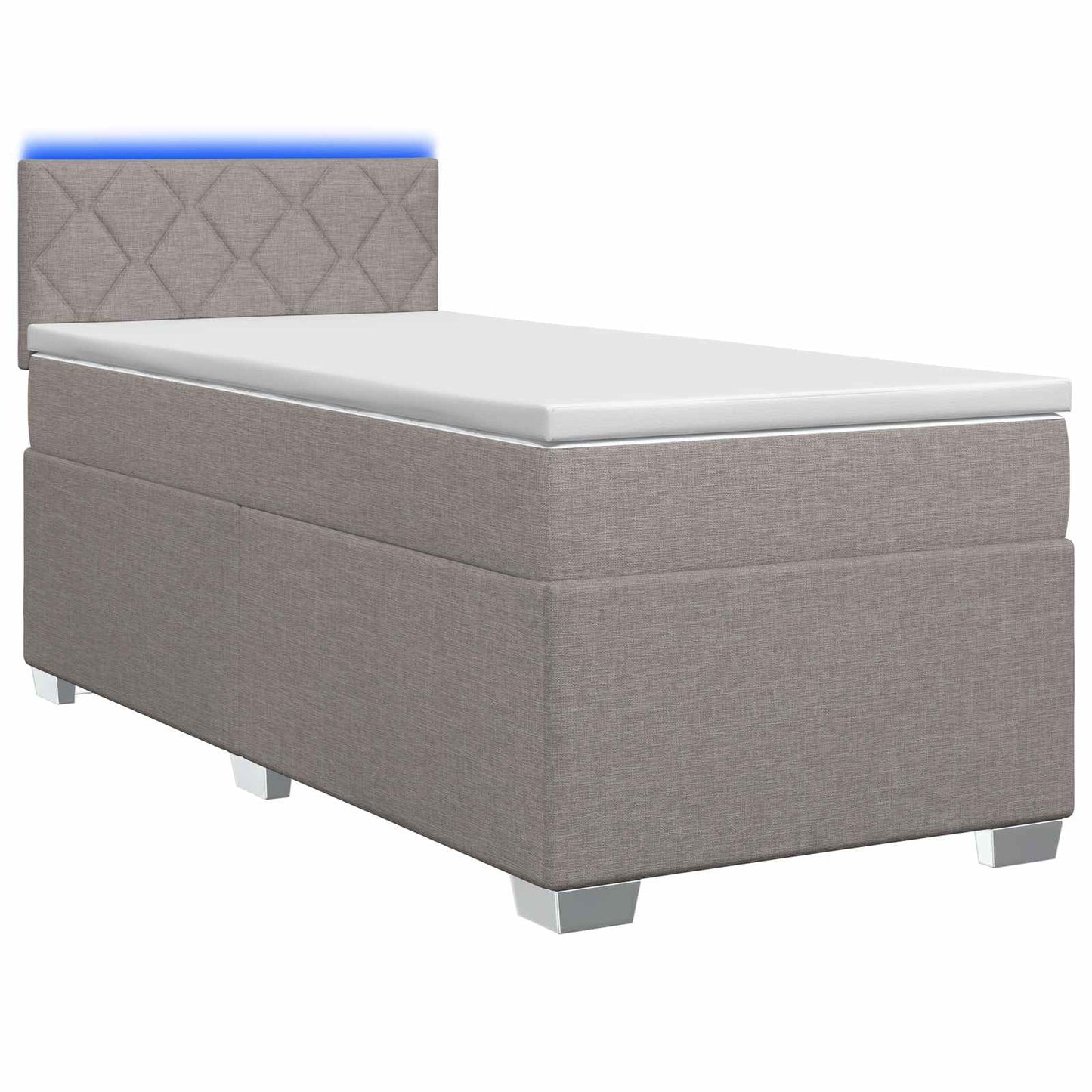 Box Spring Seng med Madras og LED Gråbrun 100 x 200 cm Stof