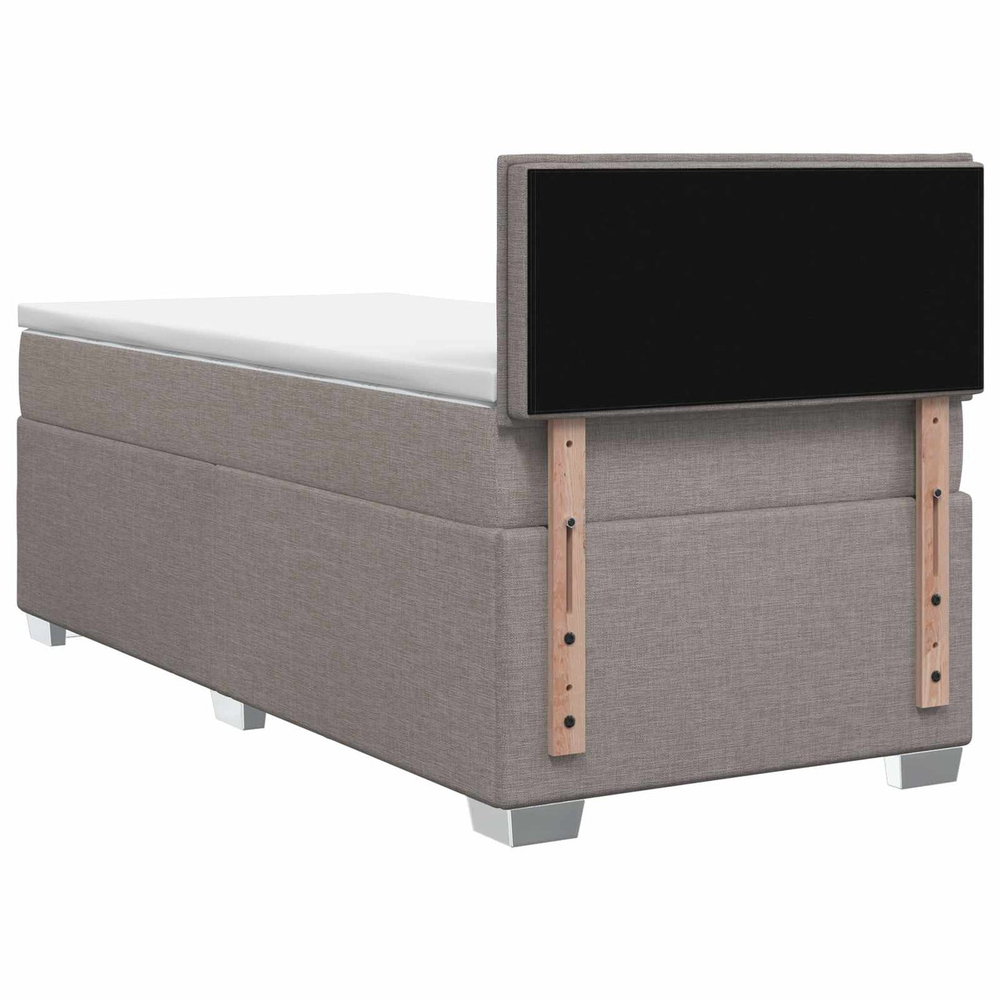Box Spring Seng med Madras og LED Gråbrun 100 x 200 cm Stof