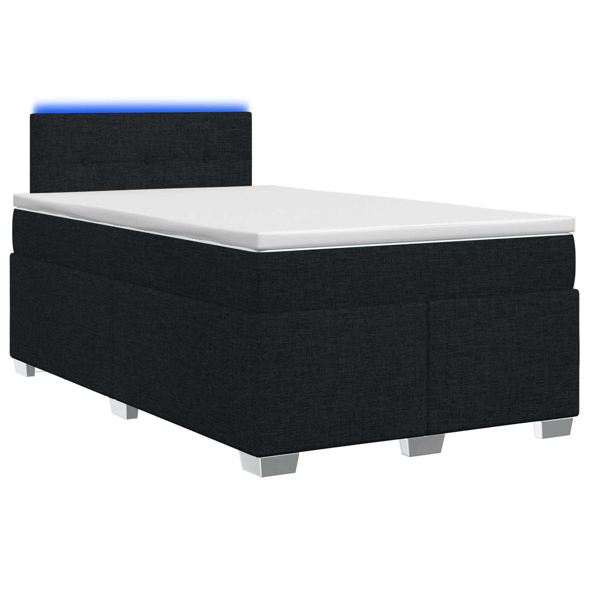 Box Spring Seng med Madras og LED Sort 120 x 190 cm Stof