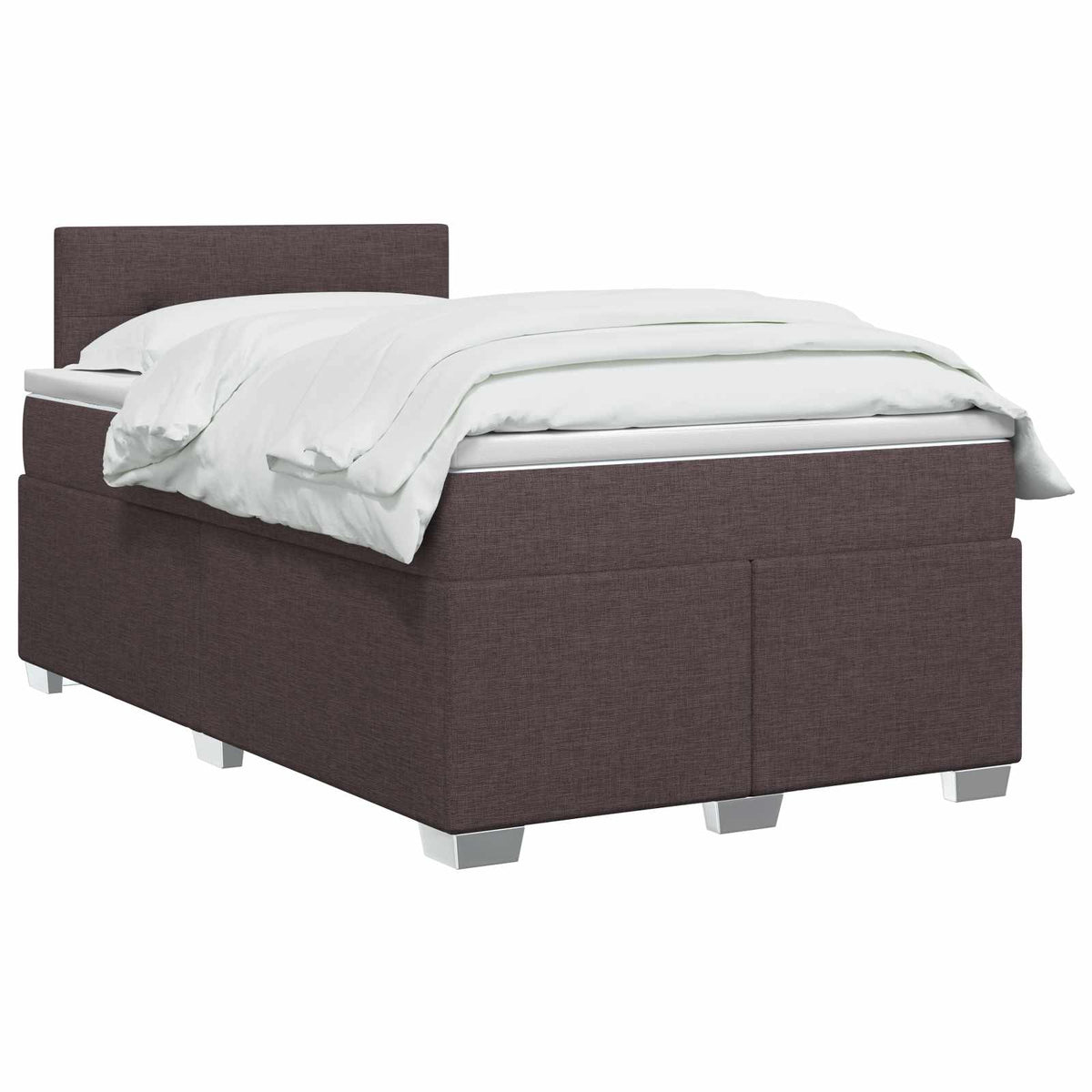 Box Spring Seng med Madras og LED Mørk Brun 120 x 190 cm Stof