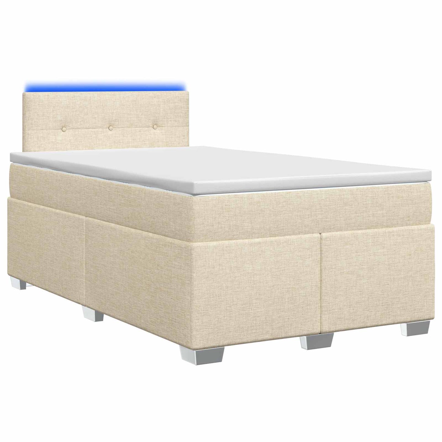 Box Spring Seng med Madras og LED Cremefarvet 120 x 190 cm Stof
