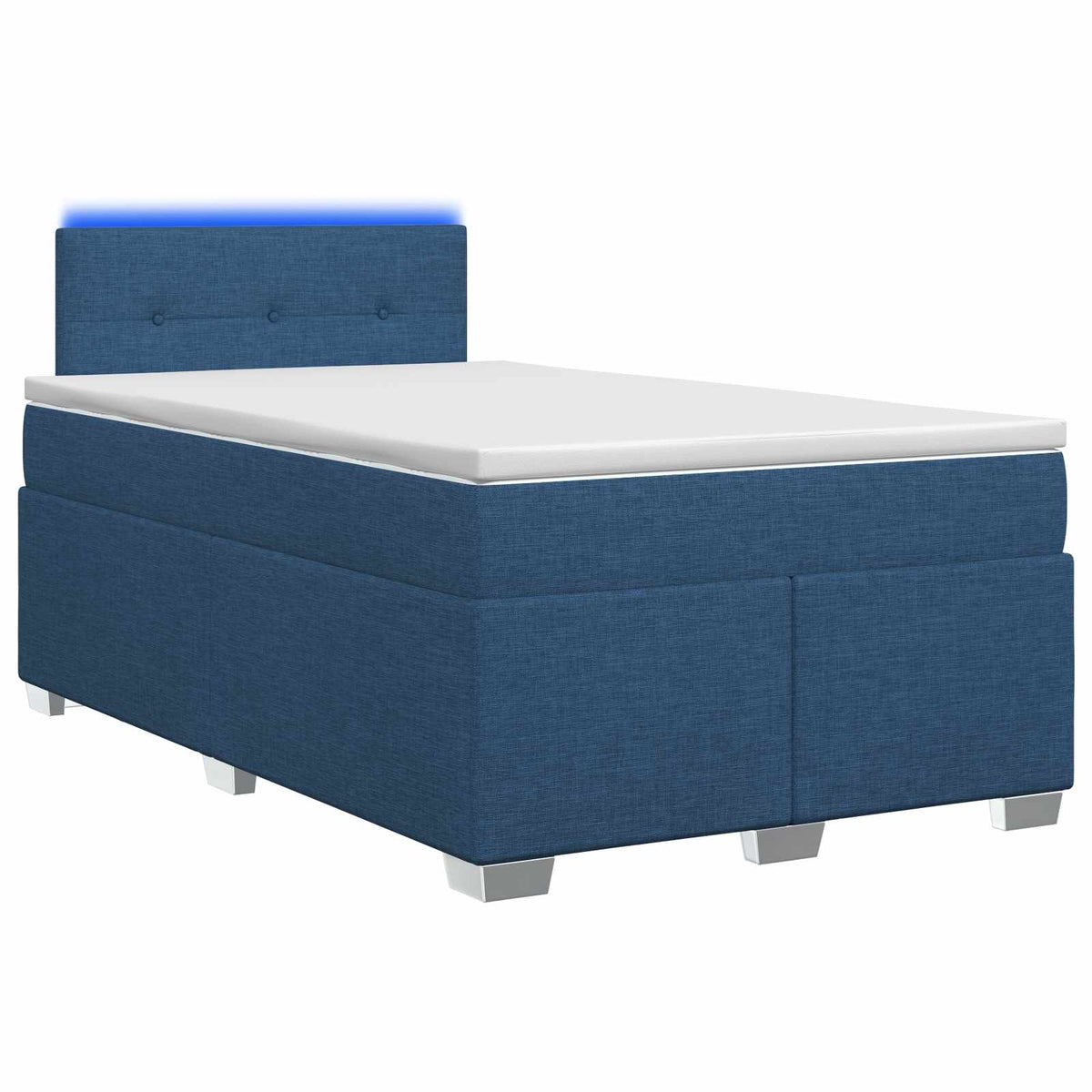 Box Spring Seng med Madras og LED Blå 120 x 190 cm Stof