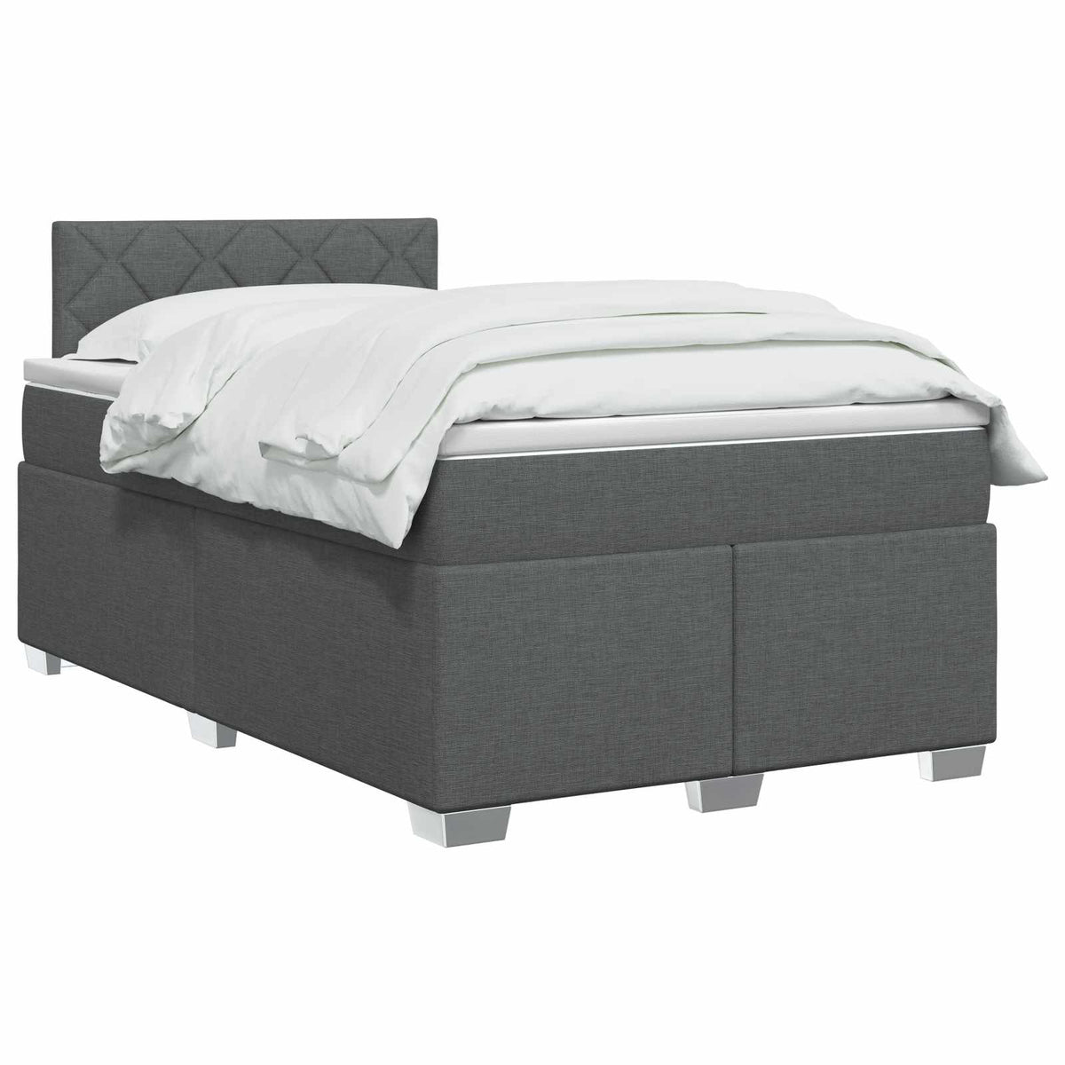 Box Spring Seng med Madras og LED Mørkegrå 120 x 190 cm Stof