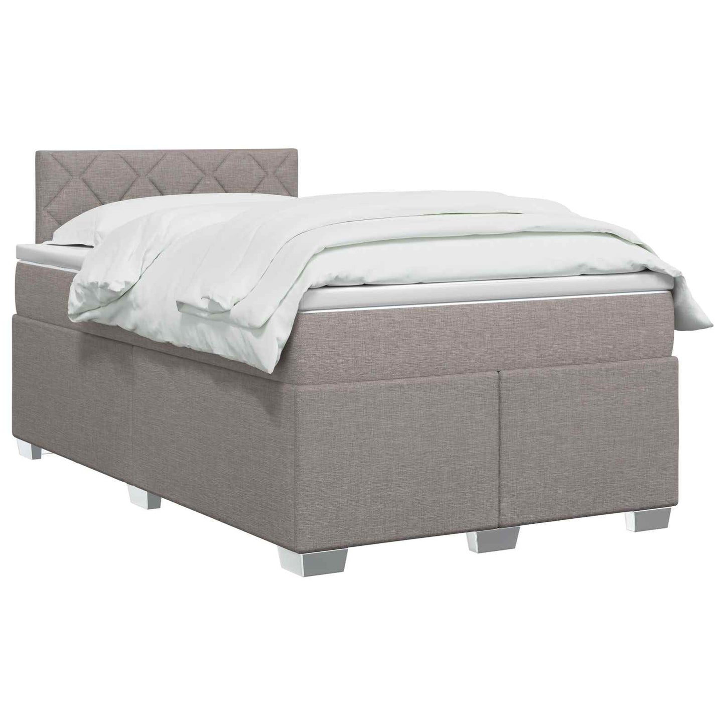 Box Spring Seng med Madras og LED Gråbrun 120 x 190 cm Stof