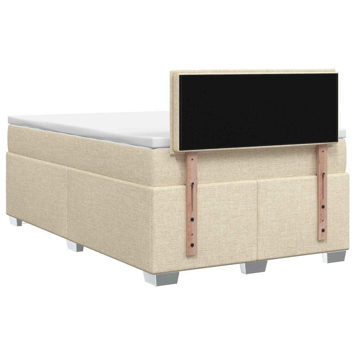 Box Spring Seng med Madras og LED Cremefarvet 120 x 200 cm Stof