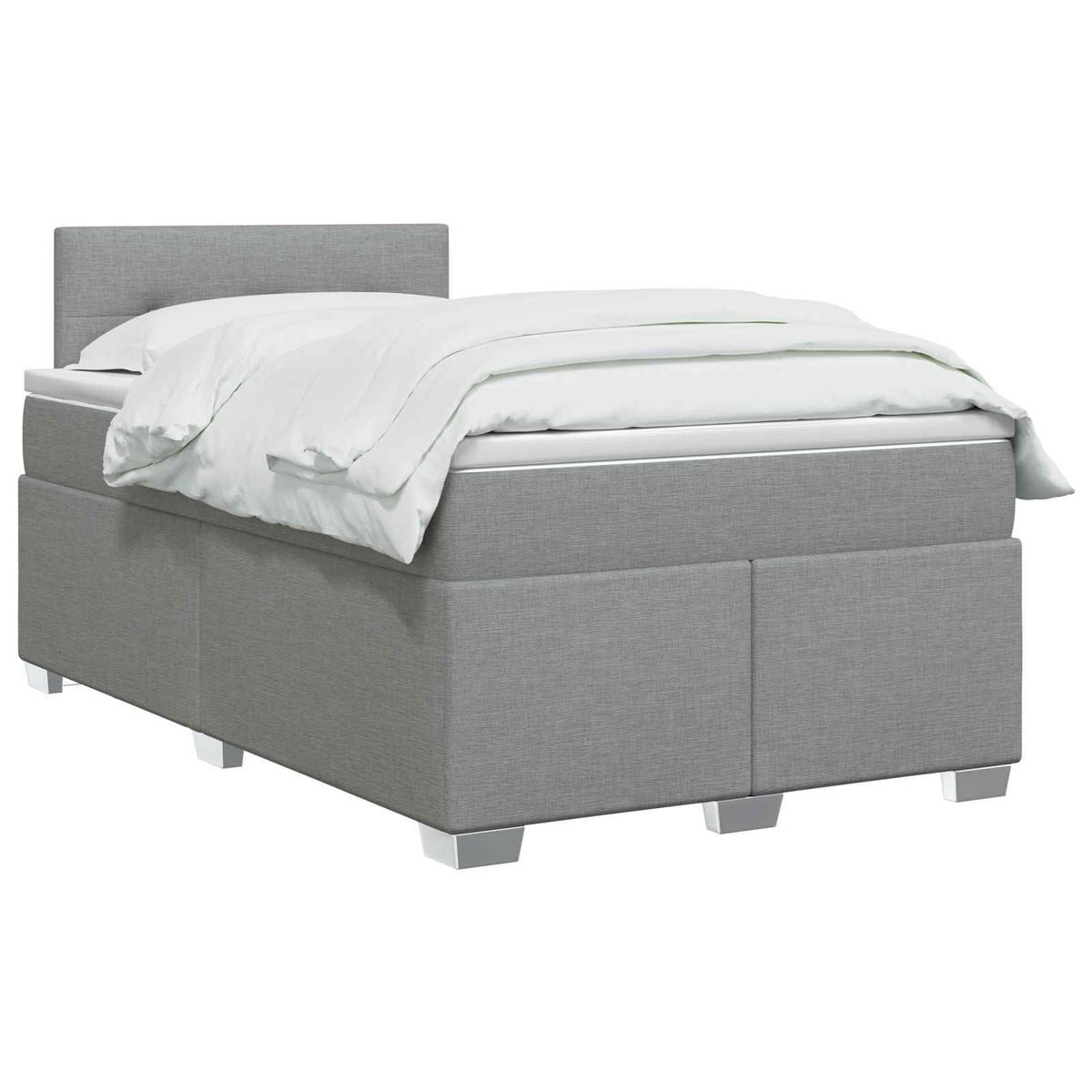 Box Spring Seng med Madras og LED Lysegrå 120 x 200 cm Stof
