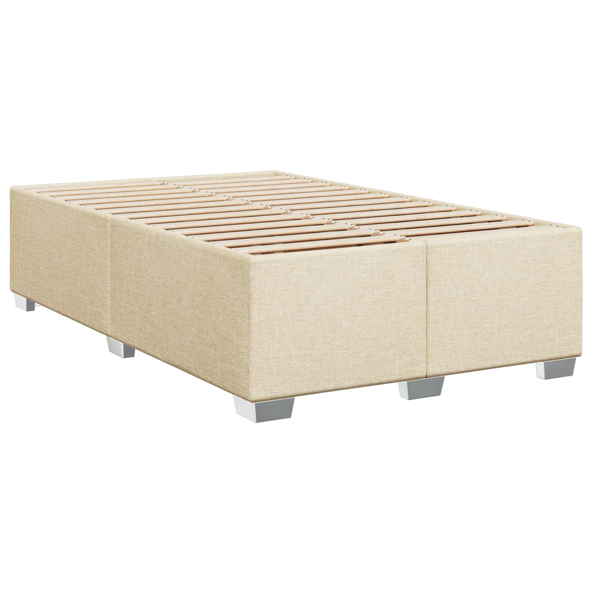 Box Spring Seng med Madras og LED Cremefarvet 120 x 200 cm Stof