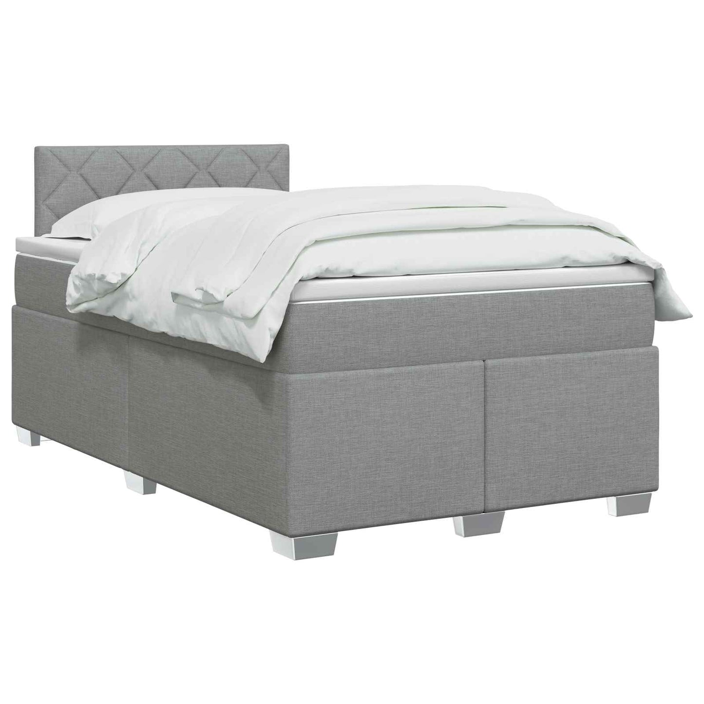 Box Spring Seng med Madras og LED Lysegrå 120 x 200 cm Stof