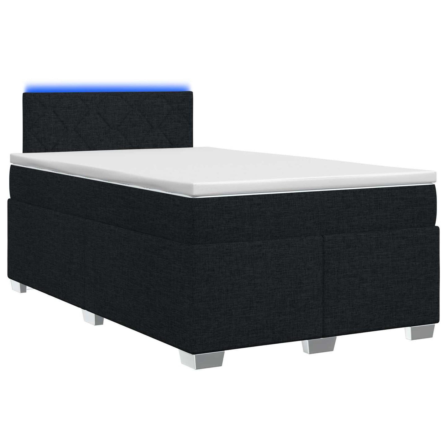 Box Spring Seng med Madras og LED Sort 120 x 200 cm Stof