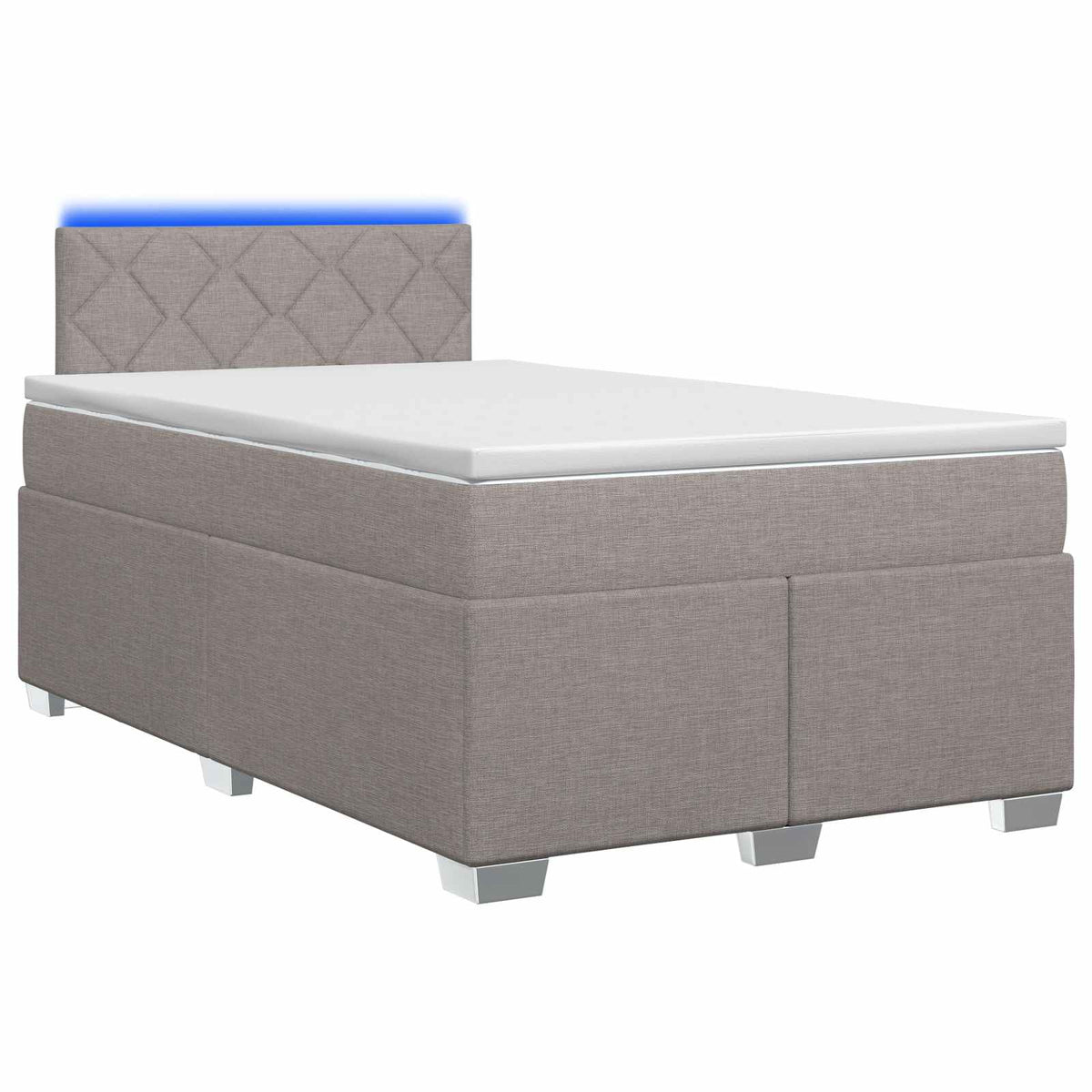 Box Spring Seng med Madras og LED Gråbrun 120 x 200 cm Stof
