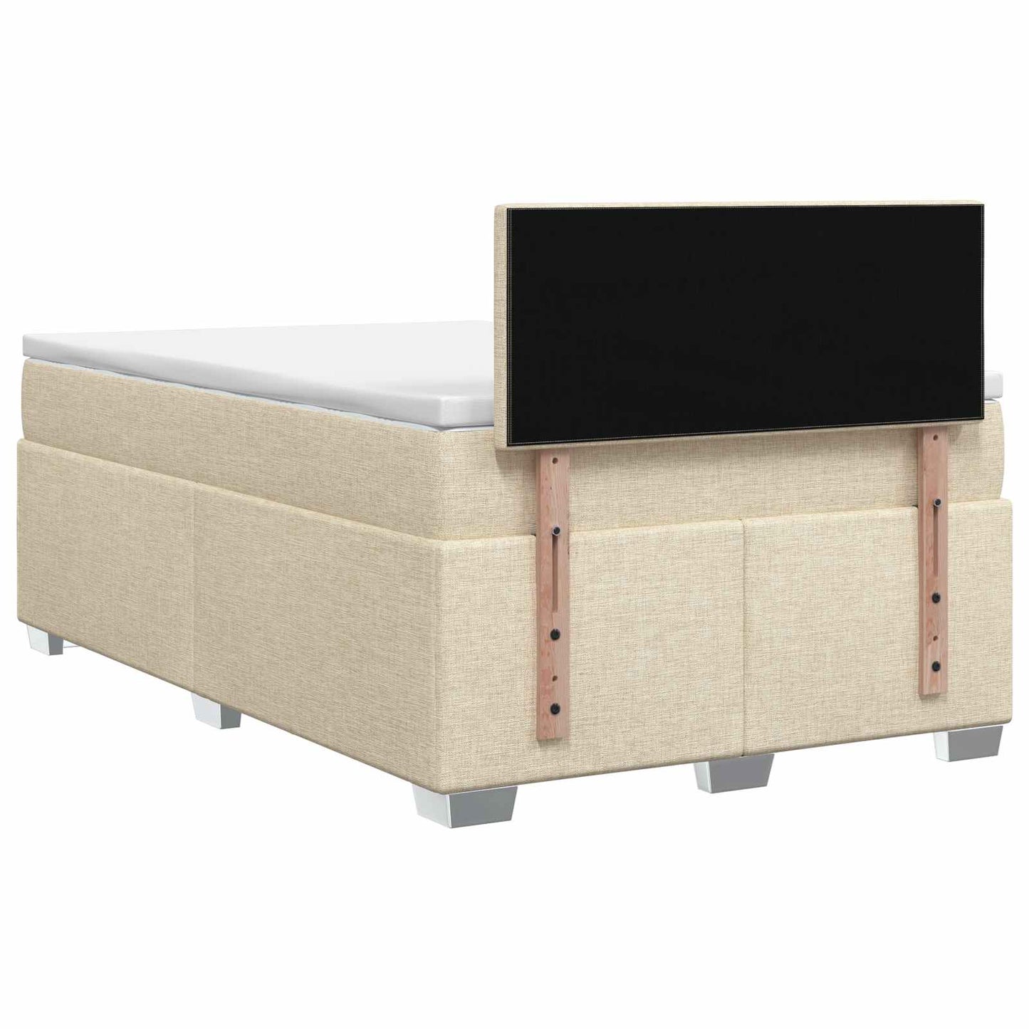 Box Spring Seng med Madras og LED Cremefarvet 120 x 200 cm Stof