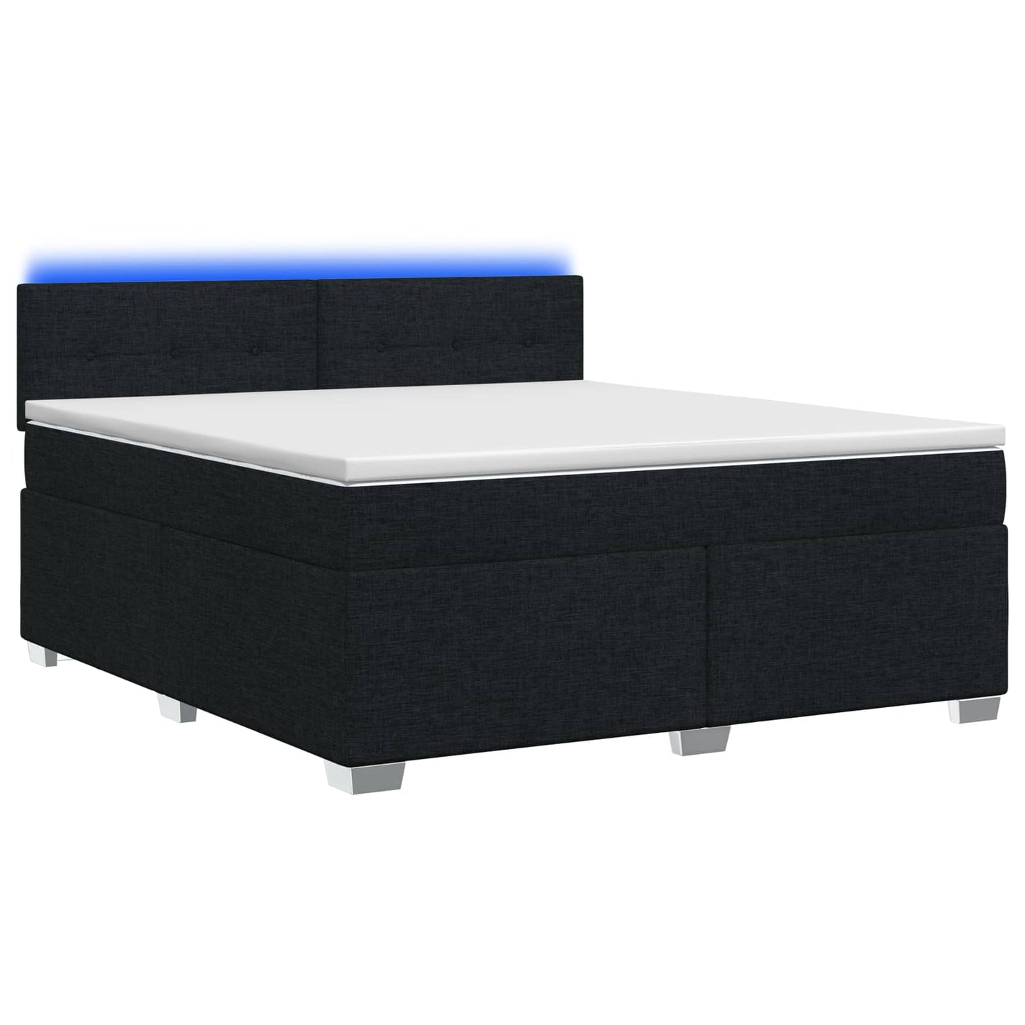 Box Spring Seng med Madras og LED Sort 140 x 190 cm Stof