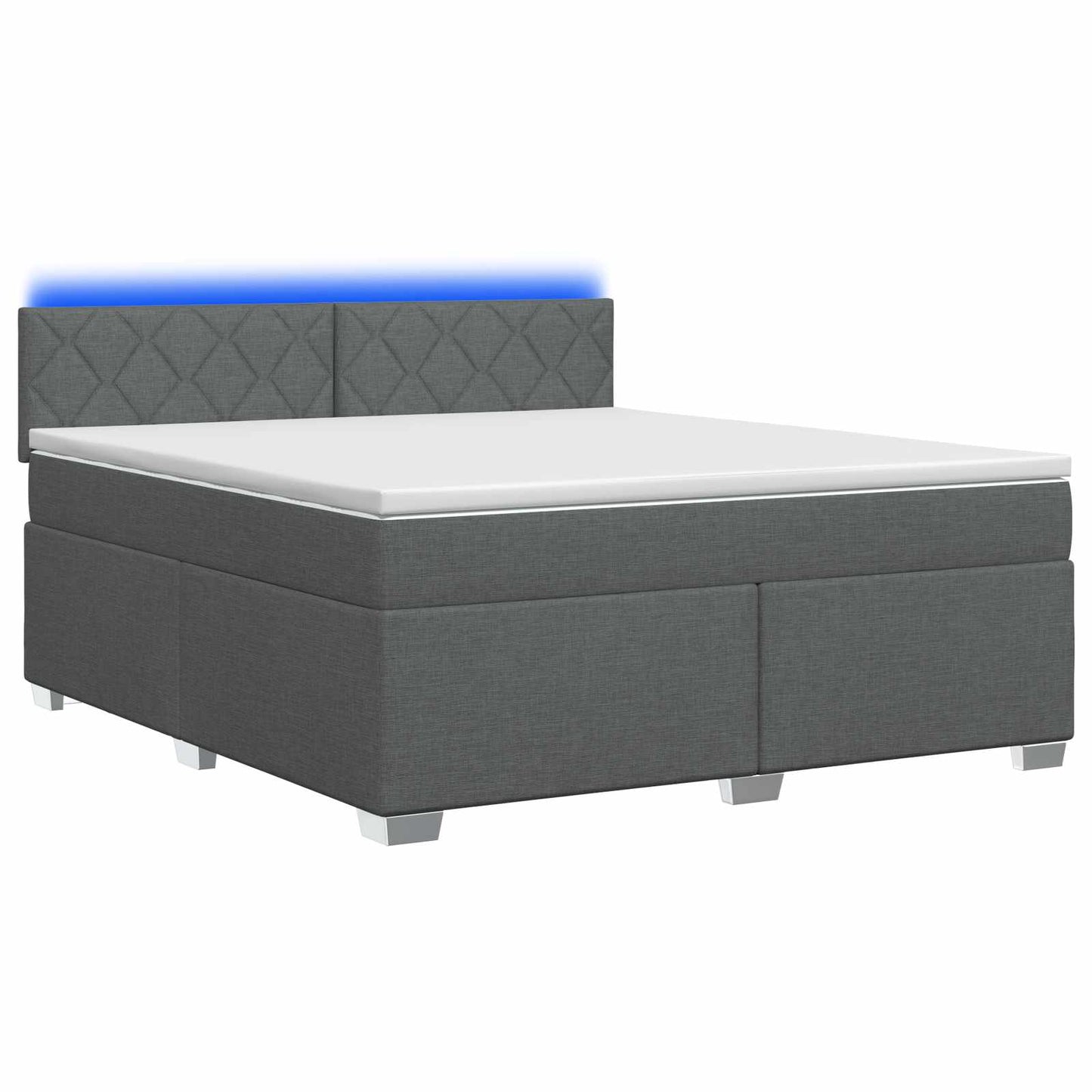 Box Spring Seng med Madras og LED Mørkegrå 140 x 200 cm Stof