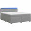 Box Spring Seng med Madras og LED Lysegrå 160 x 200 cm Stof