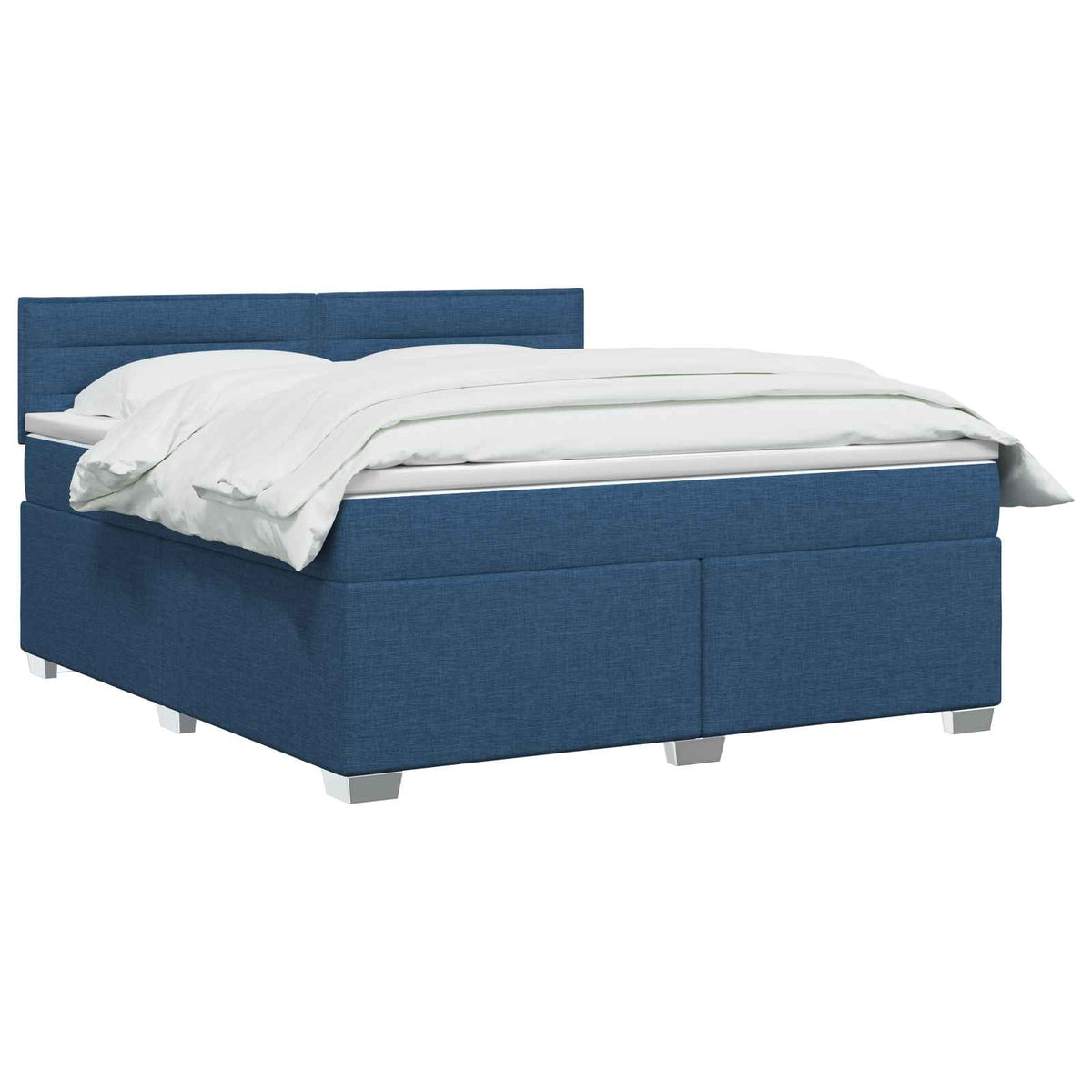 Box Spring Seng med Madras og LED Blå 160 x 200 cm Stof