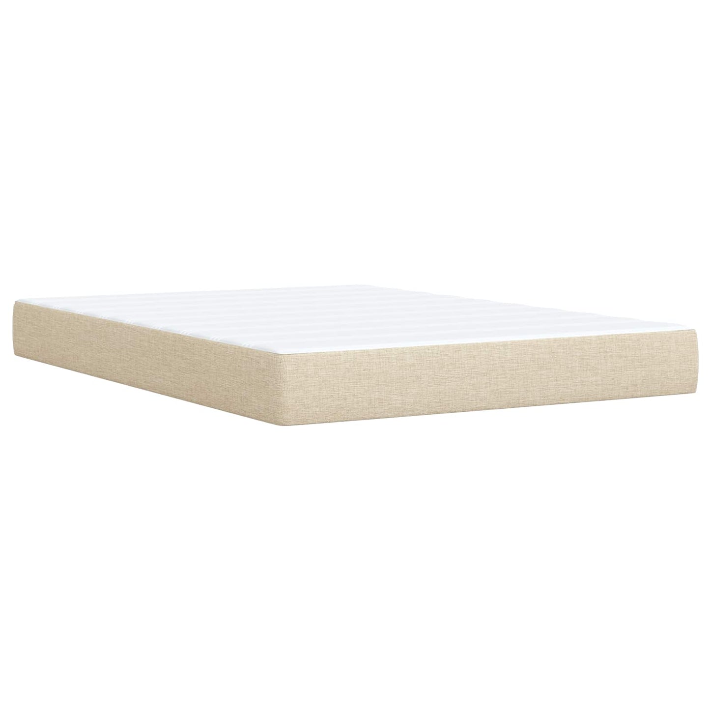Box Spring Seng med Madras og LED Cremefarvet 160 x 200 cm Stof