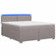 Box Spring Seng med Madras og LED Gråbrun 160 x 200 cm Stof