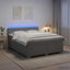 Box Spring Seng med Madras og LED Lysegrå 160 x 200 cm Stof