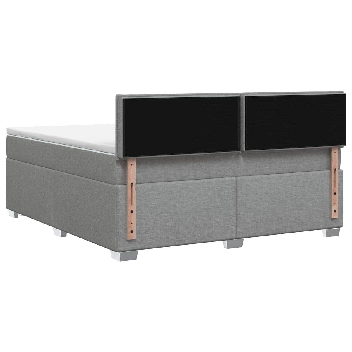 Box Spring Seng med Madras og LED Lysegrå 180 x 200 cm Stof