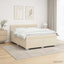 Box Spring Seng med Madras og LED Cremefarvet 160 x 200 cm Stof