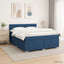 Box Spring Seng med Madras og LED Blå 160 x 200 cm Stof
