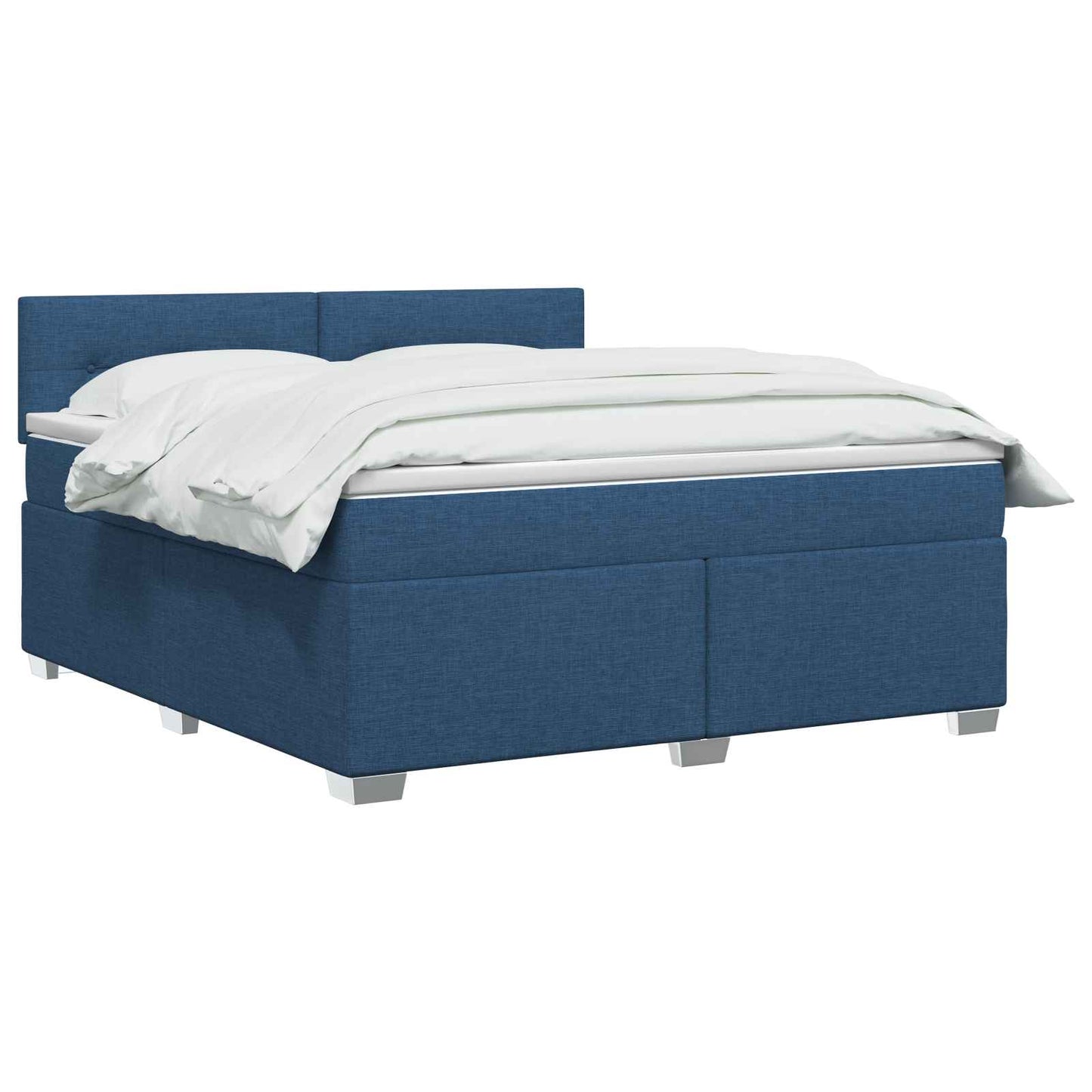 Box Spring Seng med Madras og LED Blå 180 x 200 cm Stof
