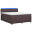 Box Spring Seng med Madras og LED Mørk Brun 180 x 200 cm Stof