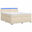 Box Spring Seng med Madras og LED Cremefarvet 180 x 200 cm Stof